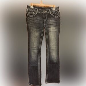 Rue21 PREMIERE Women's Dark Blue Jeans with White Decor and White Stitch